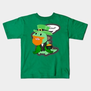 Irish Saint Patricks Day Dinosaur Rawr Kids T-Shirt